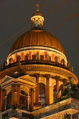 Naklejka premium Saint Isaac Cathedral by night in St. Petersburg, Russia