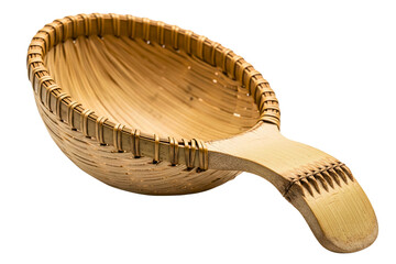 Traditional handcrafted bamboo scoop for measuring loose-leaf tea isolated with transparent background