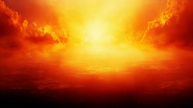Fiery apocalyptic sky glowing with intense heat