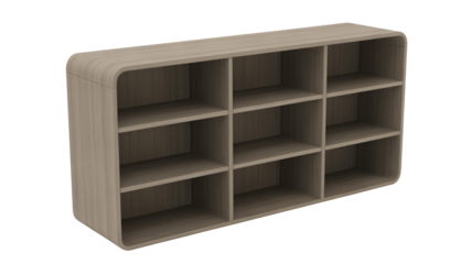 Stylish wooden shelving unit for modern home storage, perfect for organizing books, decor, or office supplies in a minimalist space design aesthetic