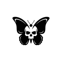 Fototapeta premium Black Butterfly with Skull Illustration Design.