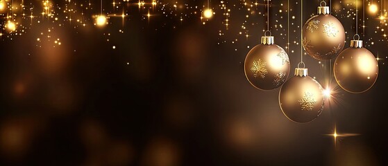 Obraz premium Holiday decorations with shining golden ornaments and sparkling lights creating a festive atmosphere for celebrations