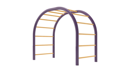 Climbing archway for kids playground equipment in purple and wood tones, perfect for active children and outdoor fun, fitness and play