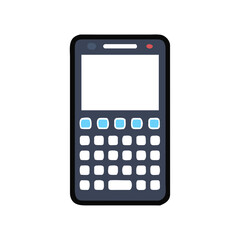 Qwerty button keypad phone, calculator isolated on white background