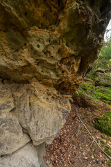 Felsgebilde Teichwächter bei dem Ort Leupoldishain, Stadt Königstein an der Elbe, Sächsische Schweiz, Landkreis Sächsische Schweiz-Osterzgebirge, Sachsen, Deutschland