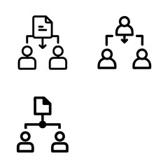 Three simple line drawings depict a person interacting with bar graphs showing upward trends
