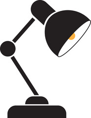 Retro and contemporary desk lamp silhouette icon. Electric table light icon for office and home design concepts, isolated on transparent background. Home Office decor vector illustration.