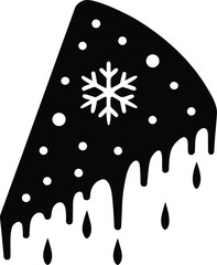 Melting Pizza Slice with Snowflake Vector