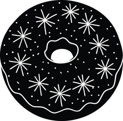 Donut with Snowflake Sprinkles Vector