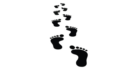 Footprint trail leading the way forward vector illustration on transparent background