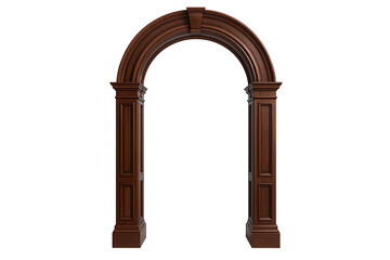 Classic mahogany door surround, decorative molding and craftsmanship detail, heritage style, isolated 3D illustration