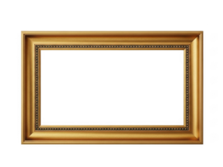 Elegant gold picture frame isolated on transparent background