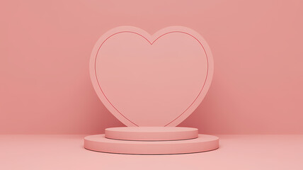 minimal pink heart podium background for valentine love display