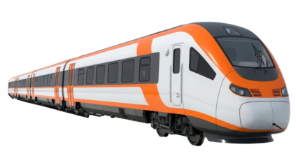 Modern high speed passenger train isolated on transparent background
