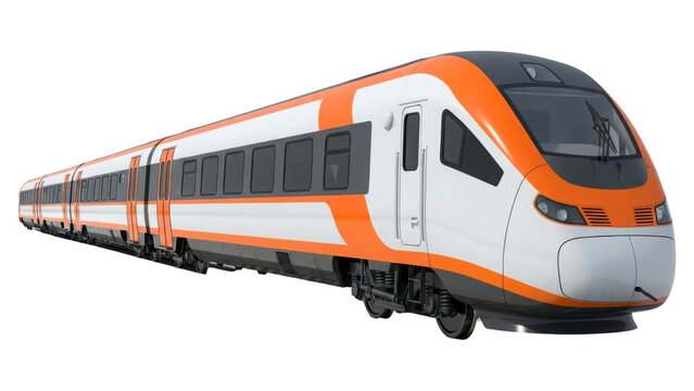 Modern high speed passenger train isolated on transparent background