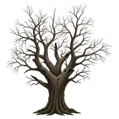 Obraz premium Bare winter tree silhouette isolated on transparent background