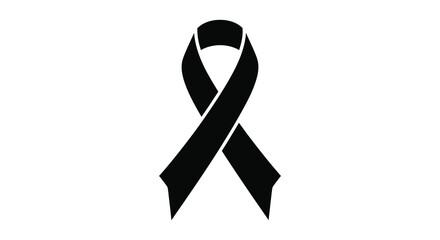 A stark black ribbon gracefully curved and flowing conveying a powerful message of awareness silhouette