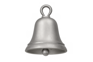 Silver bell icon representing notification, alert, call, sound, and jingle on a transparent background