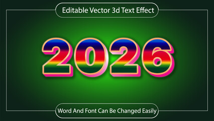 Vibrant rainbow 3d text effect for the year 2026