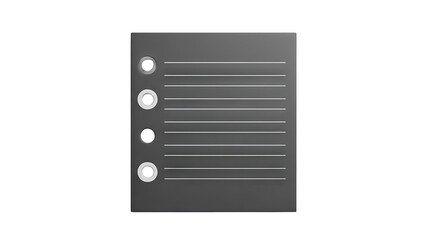 A Dark Gray Checklist Document with Bullet Points and Lined Paper on a Transparent Background