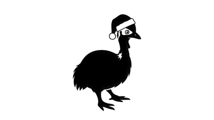 Obraz premium Cassowary wearing Santa hat isolated on a transparent background