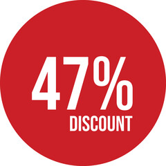 47% discount icon vector red circle with white text