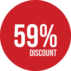 59% discount icon vector red circle with white text