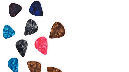 Colorful guitar picks for music and guitar playing