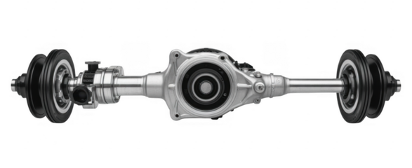 Automotive differential axle assembly isolated on a transparent background vehicle