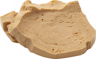 Beige porous rock fragment isolated on a transparent background stone