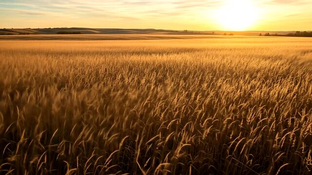 Golden Wheat Field at Sunset - A Serene Landscape.