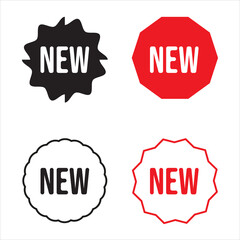 New. Vector set of labels on isolated background. Collection of emblems.