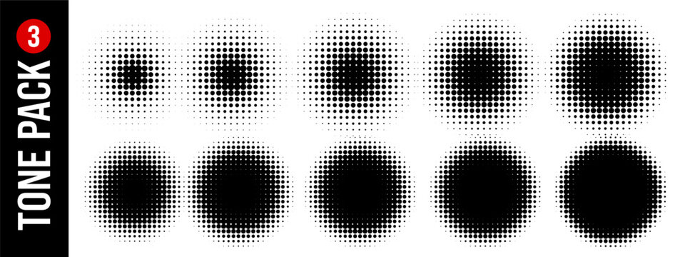 Halfton half dot with circle tone pattern and comic halftone pop. Vector gradation grid with border circular polka and decoration element white. Icon background halfton with graphic.