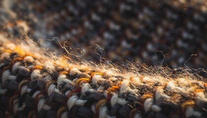 Intricate wool fibers illuminated by golden morning light revealing luxurious textile craftsmanship and natural material beauty