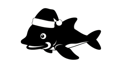 Dolphin wearing Santa hat isolated on a transparent background 1