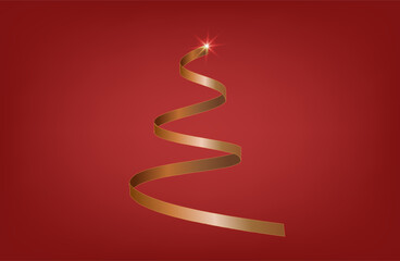 
Christmas tree made of serpentine, with golden lights and shine. golden snowflakes. brilliant design. Happy new year 2026. xmas.Happy holiday red background 