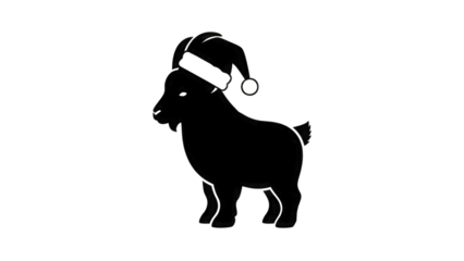 Goat wearing Santa hat isolated on a transparent background 2