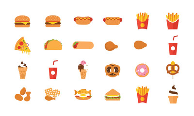 Food flat Illustration Icons set, Food Vector Art Illustration Clipart. set of food Illustration bundle	