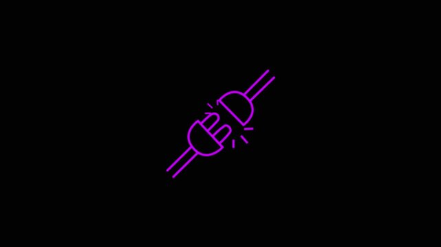 Electric plug purple icon symbol. Connection, socket with a plug, icons.Concept of 404 error connection.Electric  Plug with wire simple glyph pictogram symbol.