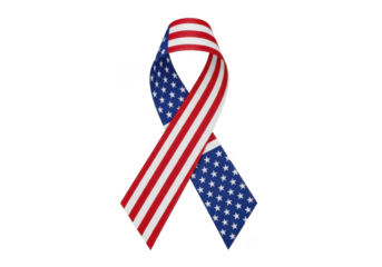American flag ribbon, isolated on transparent background