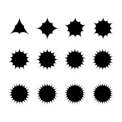 Evolving Abstract Spiky Shapes, Geometric Design Elements on White