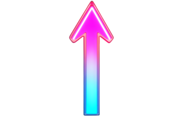 Colorful arrow pointing upwards with gradient effect