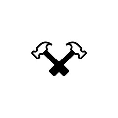 Crossed Hammers Silhouette Icon Representing Work and Industry