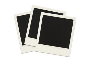 Instant film frames with blank center areas, perfect for placing custom images. Transparent background for easy layering