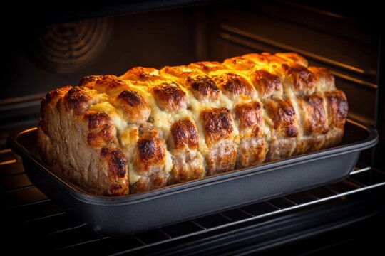 Fresh bread baking in an oven during evening hours - Powered by Adobe