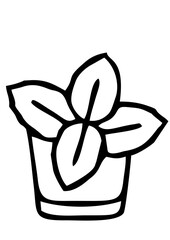 Vector potted flower in clean decorative style, soft pastel colors, design element for home and garden projects