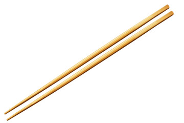 Pair of wooden chopsticks on white background