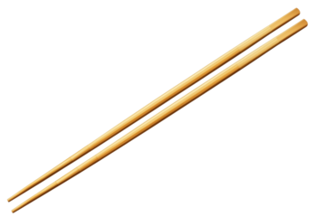Pair of wooden chopsticks on white background
