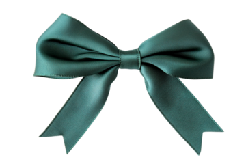 Beautiful green satin bow isolated on white background