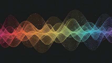 Vibrant rainbow waveform with dynamic light trails on black